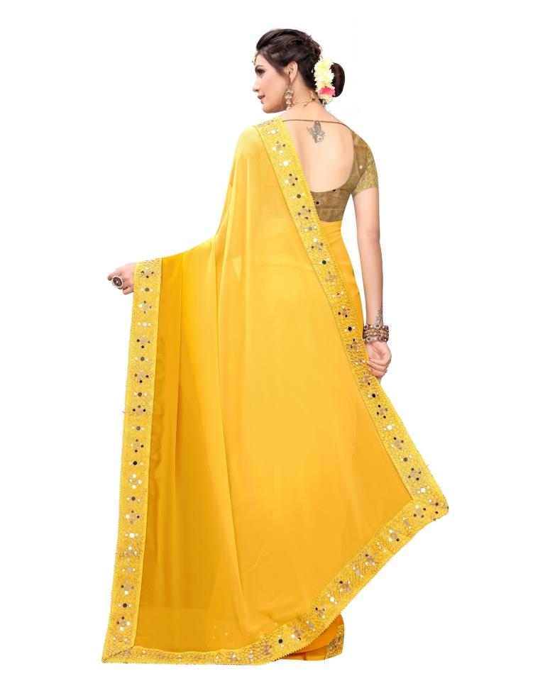 Yellow Coloured Georgette Plain Saree | SLV1191S101