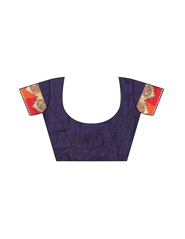 Orange Coloured Chanderi Plain Saree | SLV1191S103