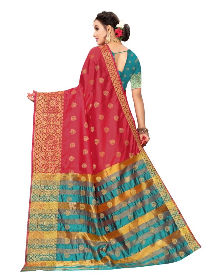 Red Coloured Kanjivaram Jacquard Silk Saree | SLV1252S127