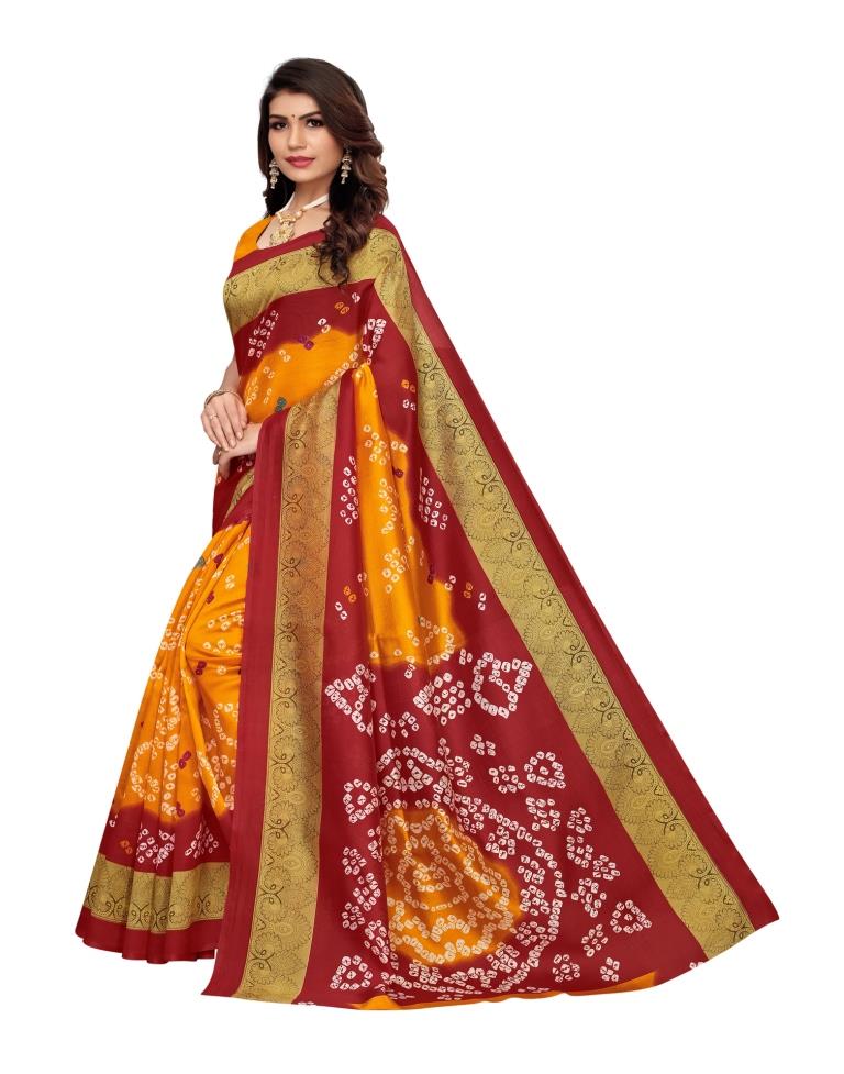 Yellow Coloured Bandhani Printed Silk Saree | SLV1323S7485