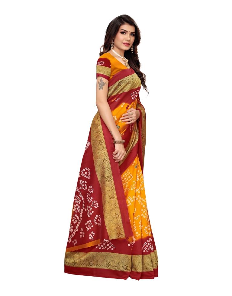 Yellow Coloured Bandhani Printed Silk Saree | SLV1323S7485