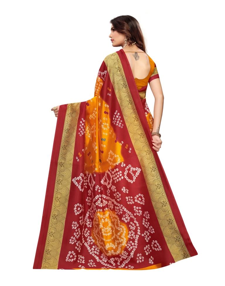 Yellow Coloured Bandhani Printed Silk Saree | SLV1323S7485