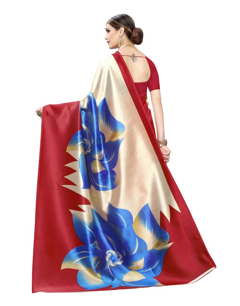 Red Coloured Printed Silk Saree | SLV1405S7676