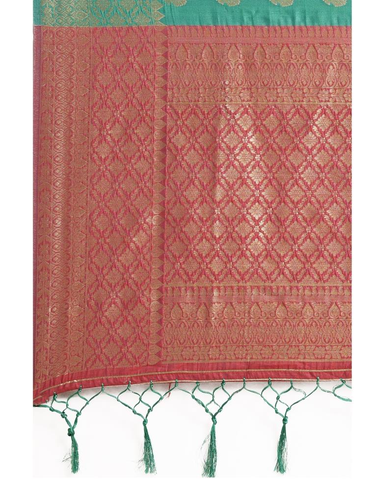 Turquoise Coloured Jacquard Silk Saree | SLV1434S136