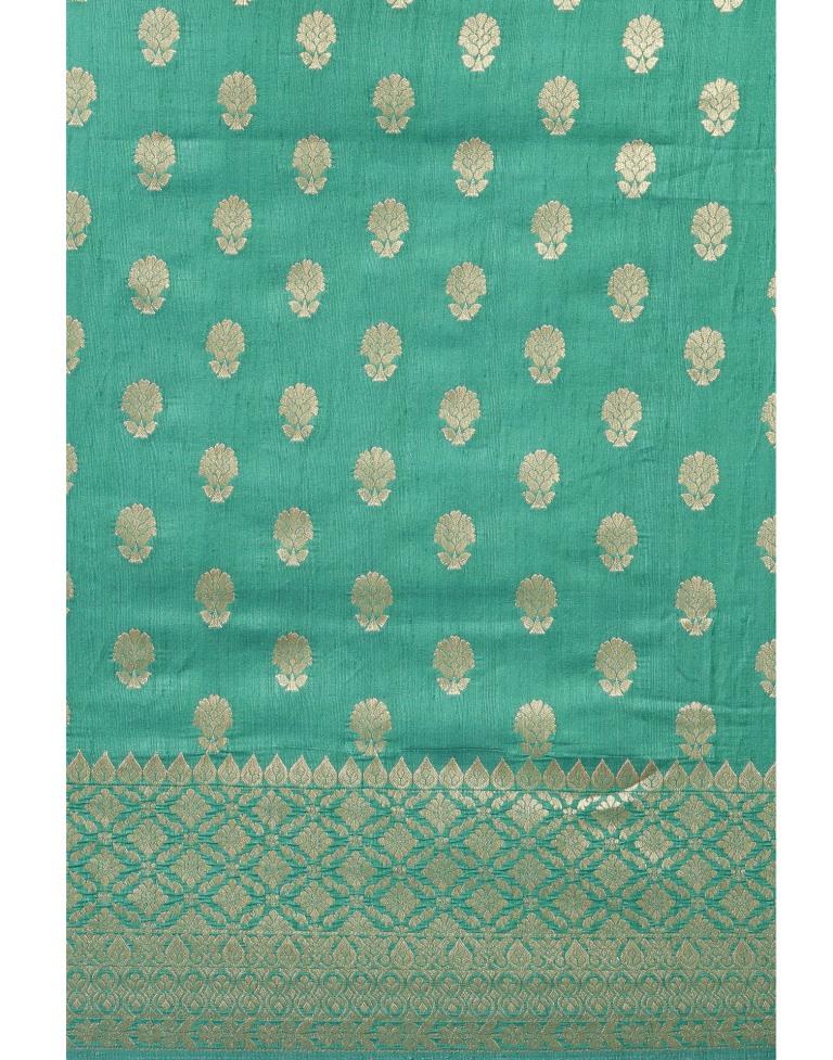 Turquoise Coloured Jacquard Silk Saree | SLV1434S136