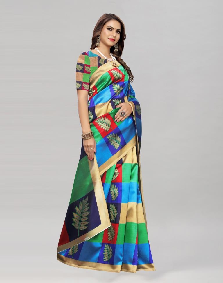 Multicoloured Printed Silk Saree | SLV1482S153
