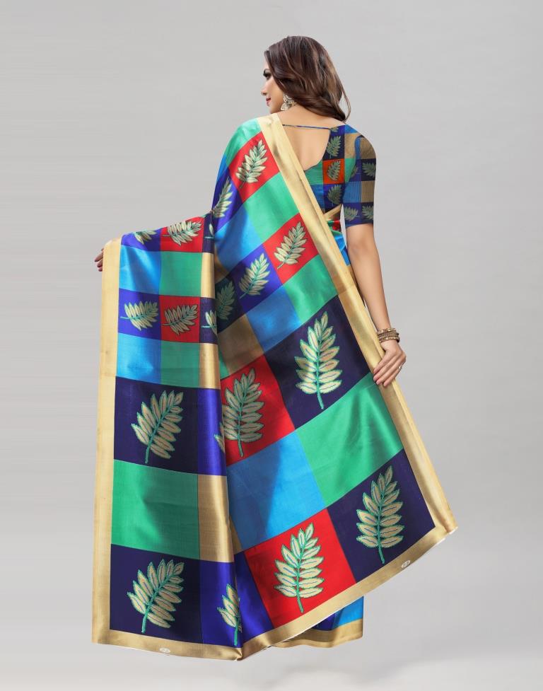 Multicoloured Printed Silk Saree | SLV1482S153