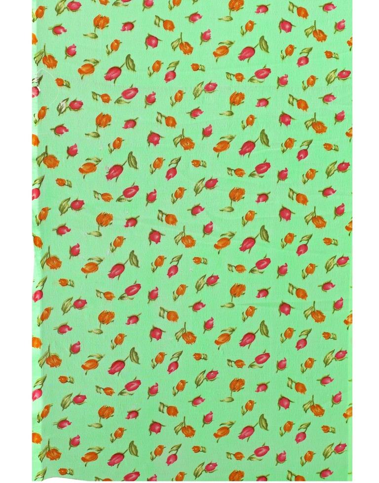 Lime Green Coloured Printed Georgette Saree | SLV1511S116