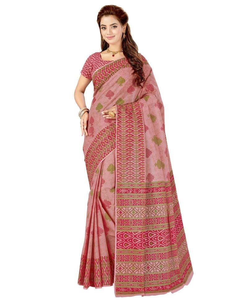 Rose Pink Coloured Printed Cotton Saree | SLV1547S47