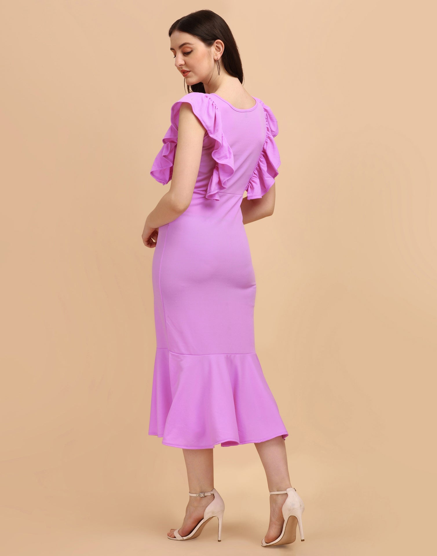 Lavender Ruffel Bodycon Dress