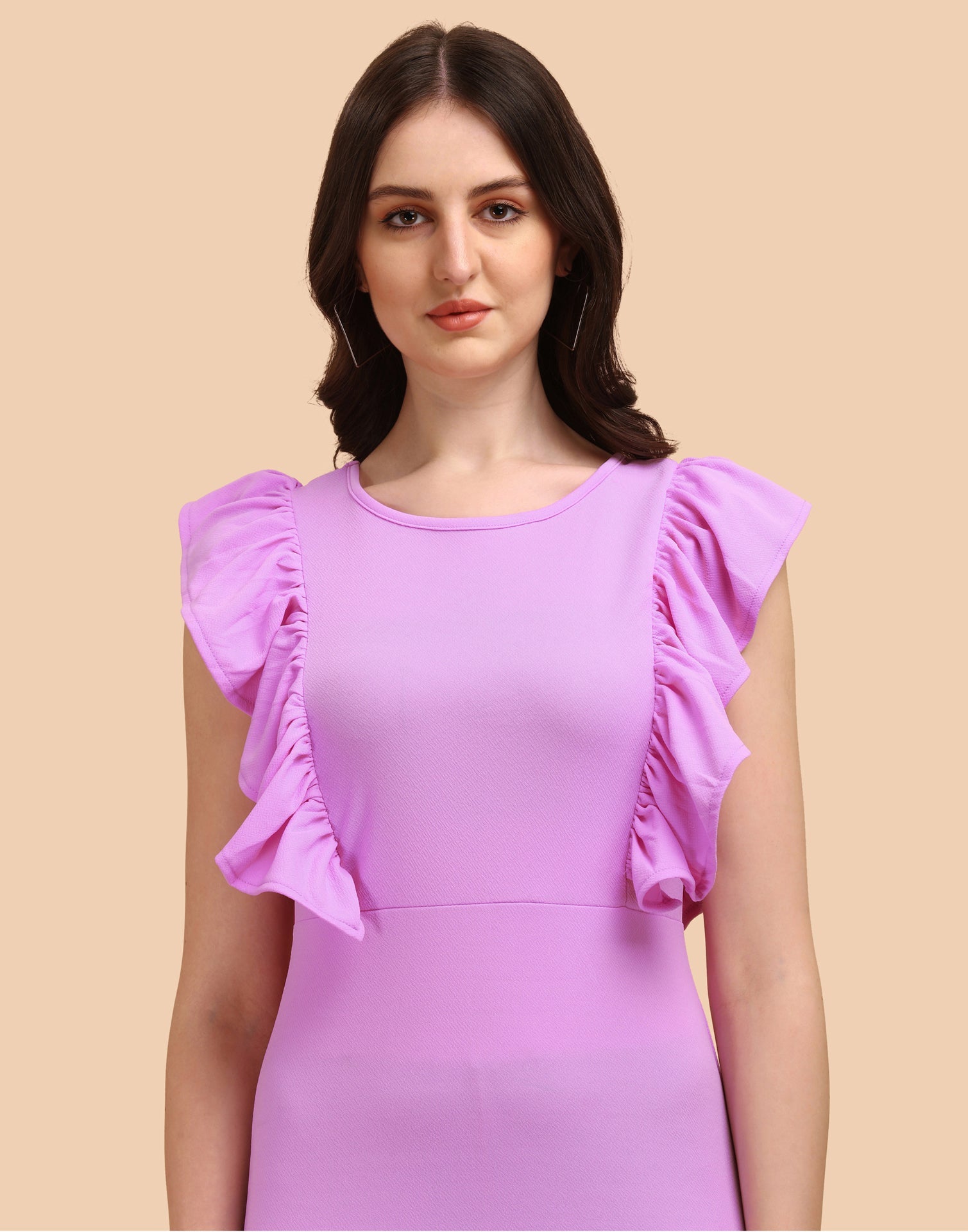Lavender Ruffel Bodycon Dress