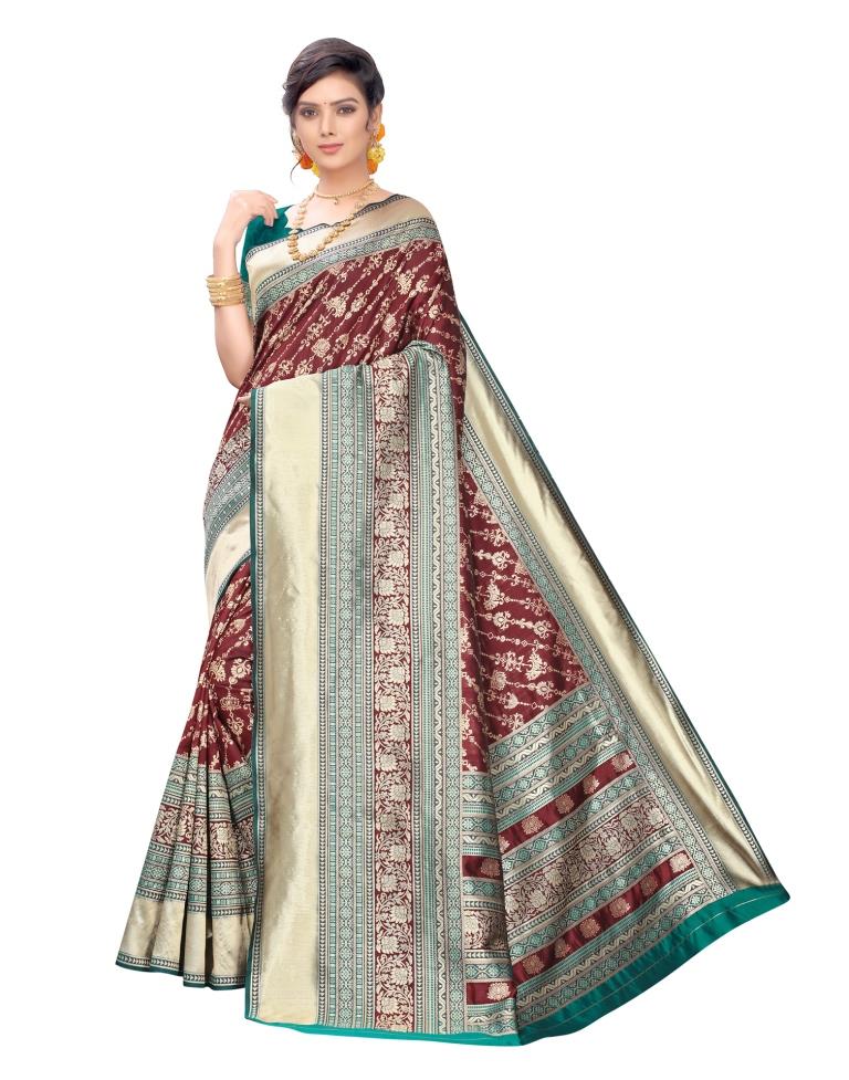 Brown Coloured Jacquard Silk Saree | SLV1604S108