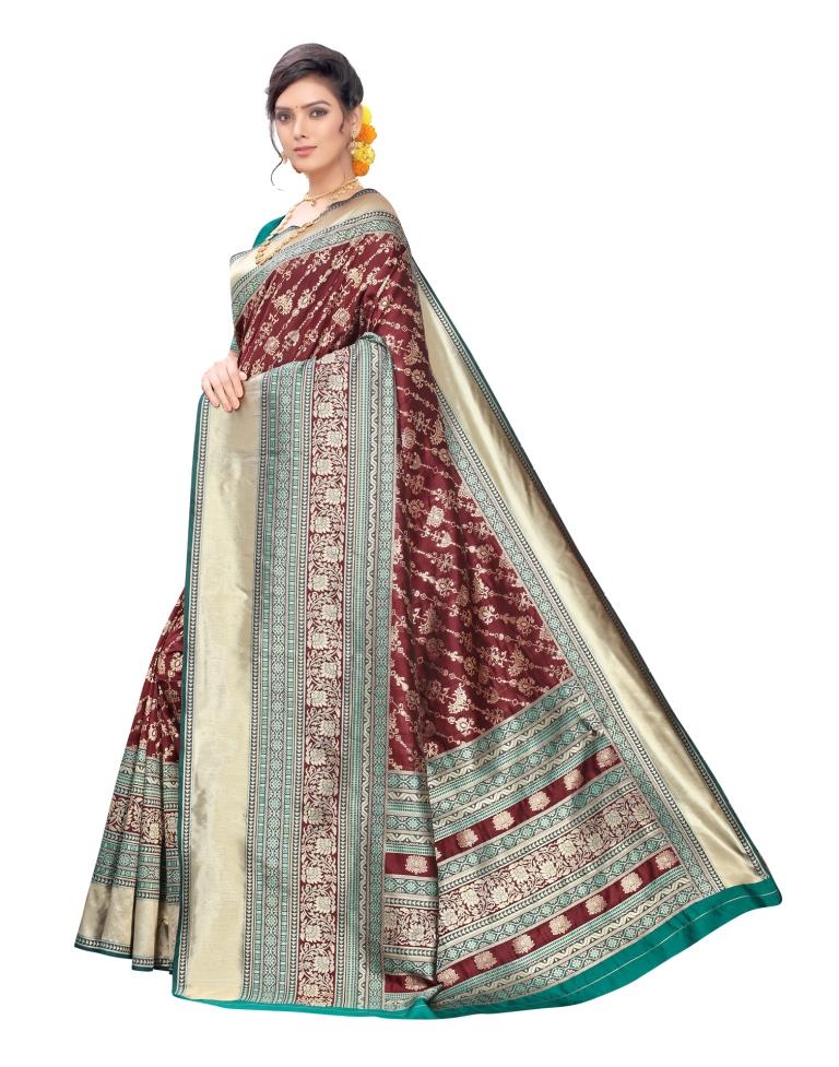 Brown Coloured Jacquard Silk Saree | SLV1604S108