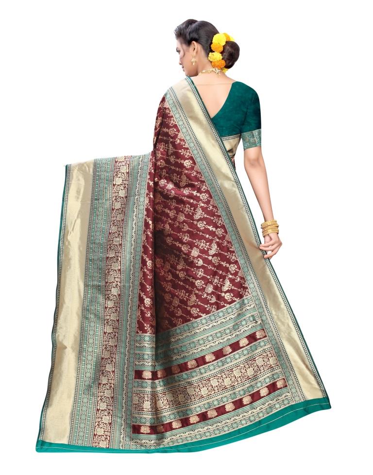 Brown Coloured Jacquard Silk Saree | SLV1604S108
