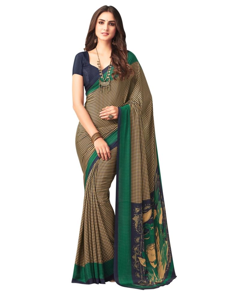 Navy Blue Coloured Printed Silk Saree | SLV1653S379