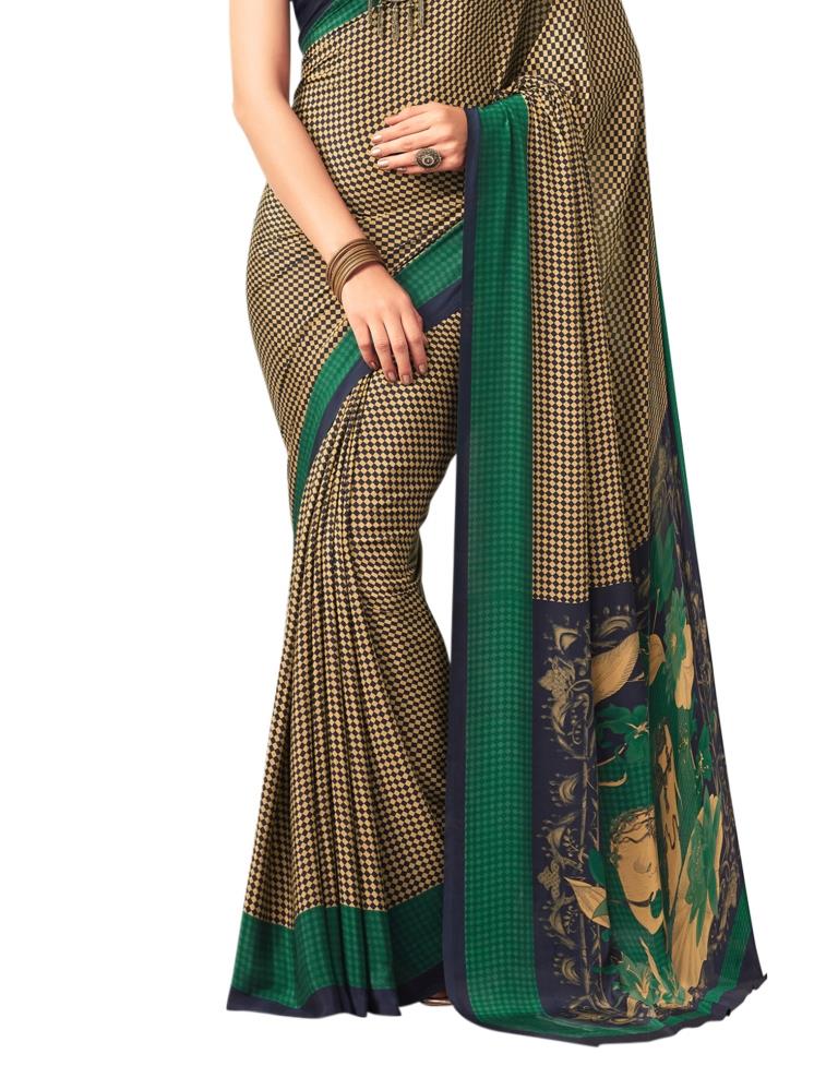 Navy Blue Coloured Printed Silk Saree | SLV1653S379