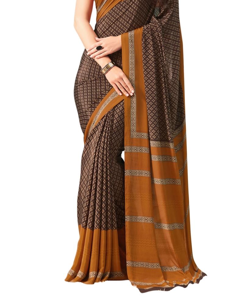 Brown Coloured Printed Silk Saree | SLV1653S381