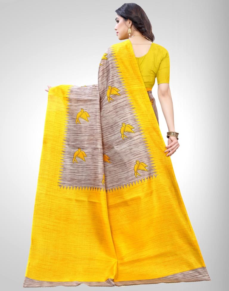 Grey Coloured Printed Silk Saree | SLV1790S478