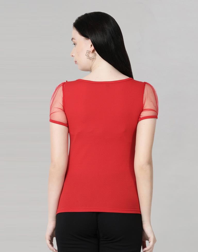 Red coloured Knitted Lycra Top | SLV185TK2943
