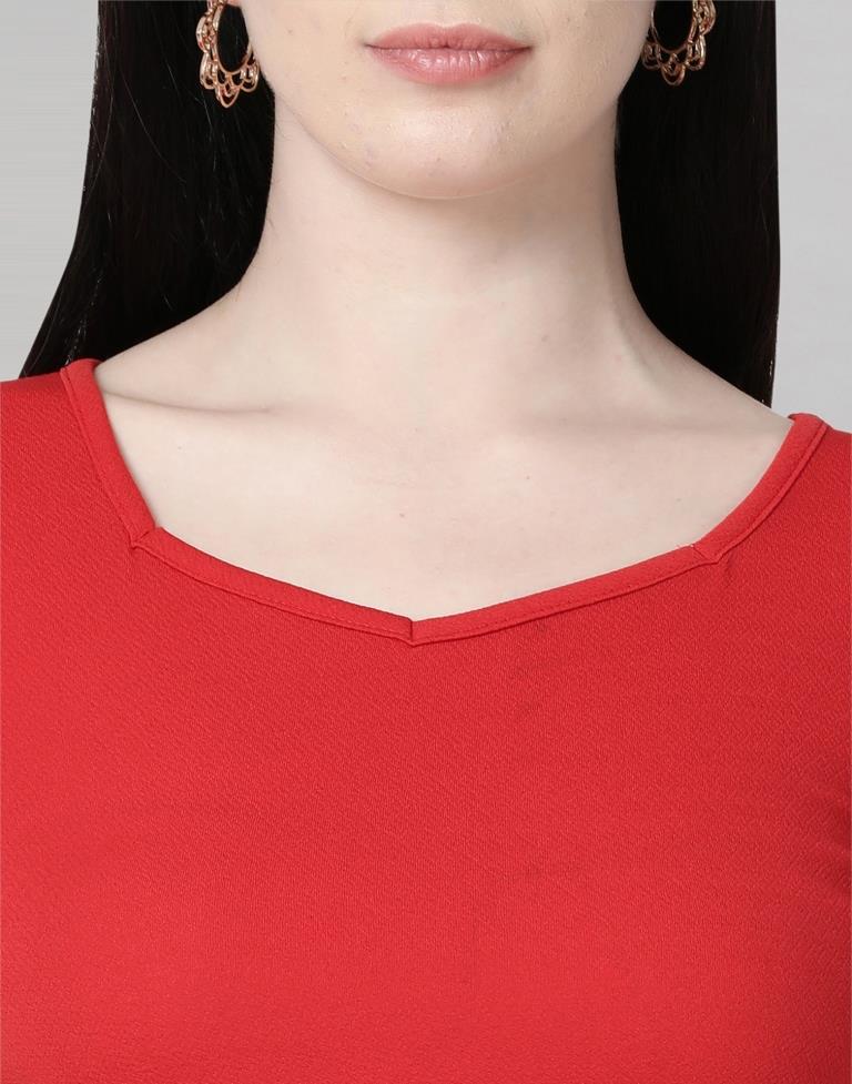 Red coloured Knitted Lycra Top | SLV185TK2943