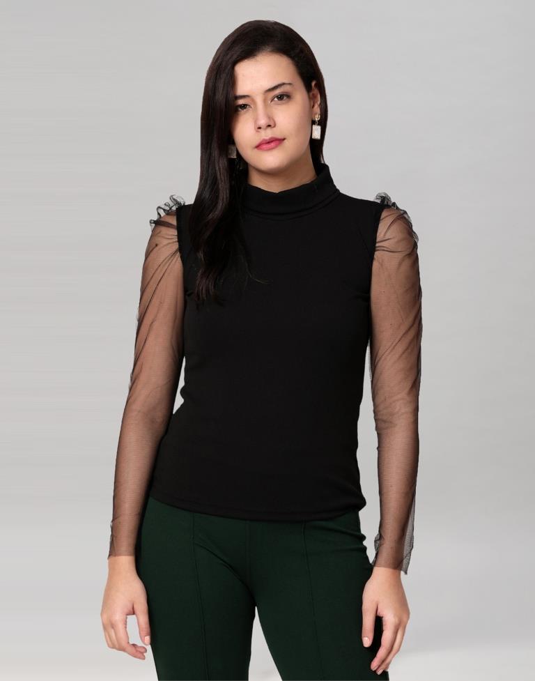Black coloured Knitted Lycra Top | SLV187TK2962