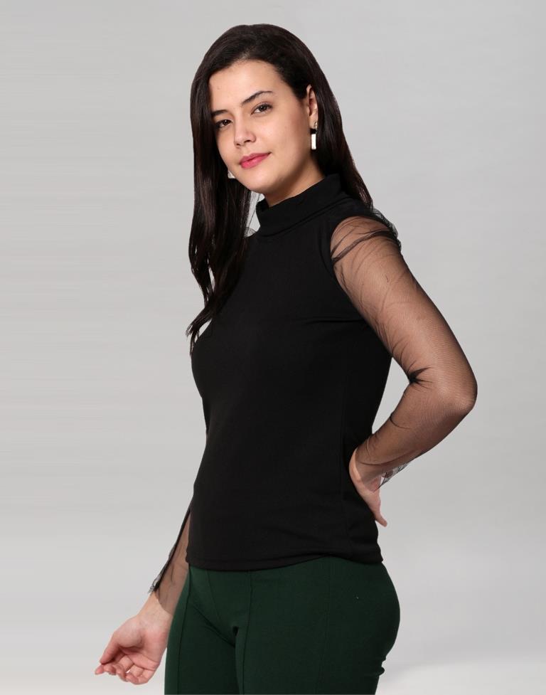 Black coloured Knitted Lycra Top | SLV187TK2962