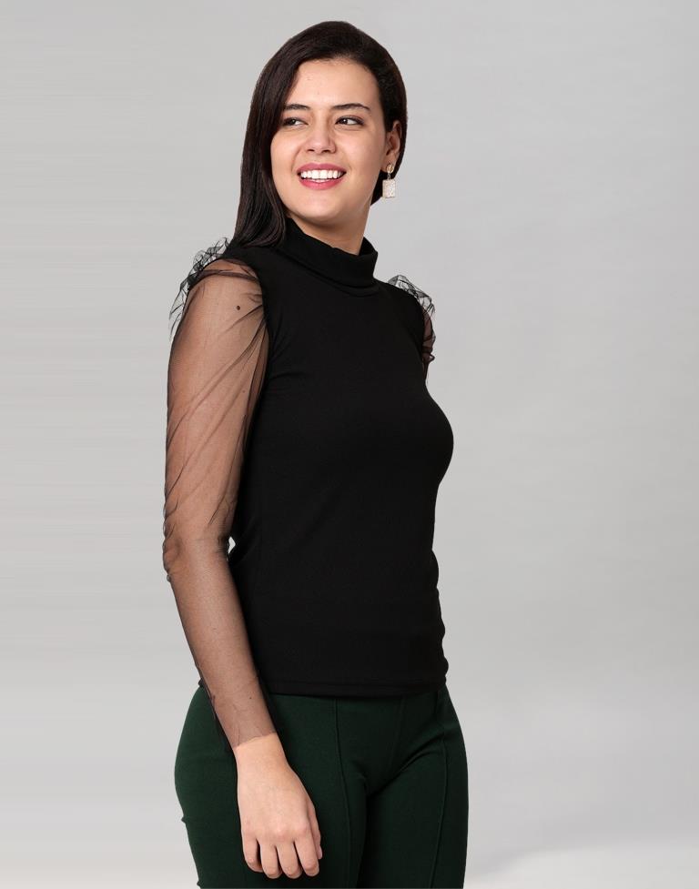 Black coloured Knitted Lycra Top | SLV187TK2962