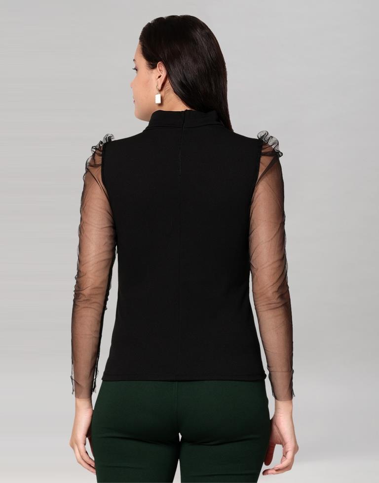 Black coloured Knitted Lycra Top | SLV187TK2962