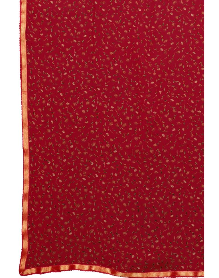 Red Coloured Printed Chiffon Saree | SLV1882S102