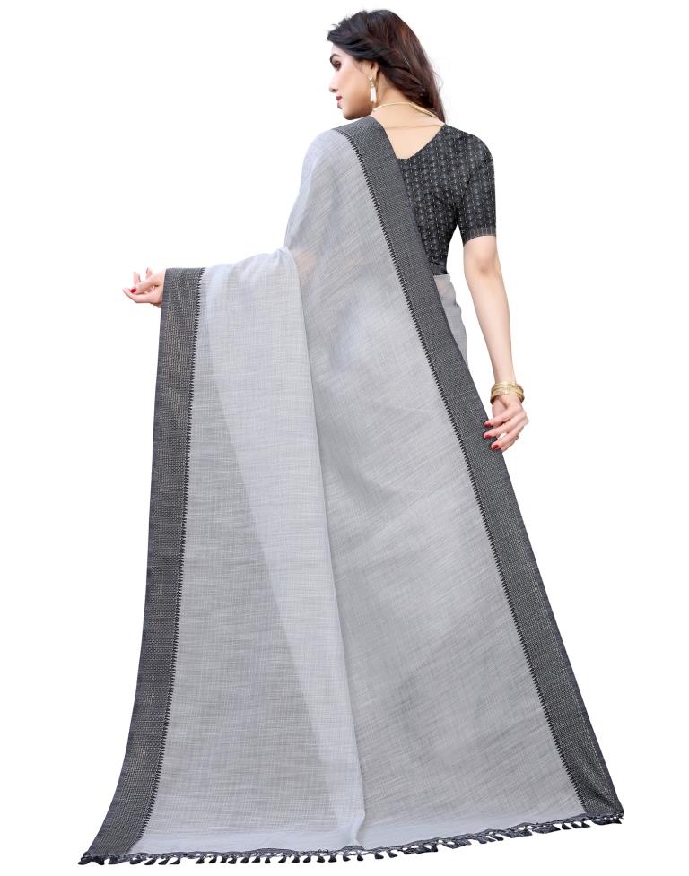 Grey Coloured Woven Cotton Saree | SLV1887S123