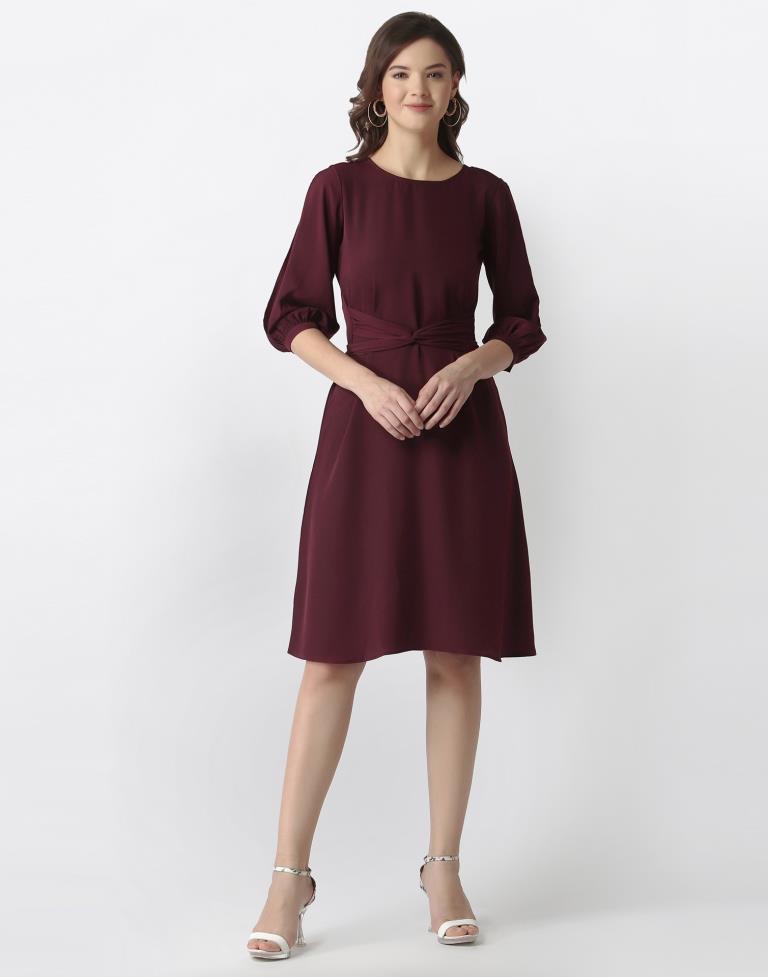 Wine Coloured Lycra Dyed Dress | SLV192TK2931