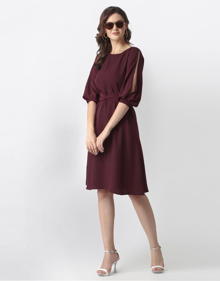 Wine Coloured Lycra Dyed Dress | SLV192TK2931