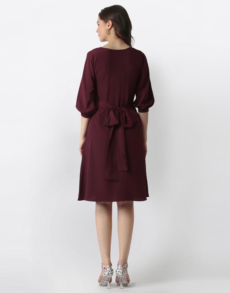 Wine Coloured Lycra Dyed Dress | SLV192TK2931
