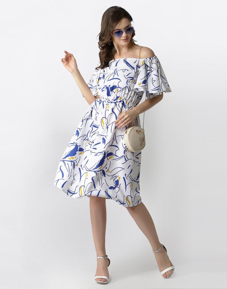 White Coloured Crepe Printed Dress | SLV192TK2935