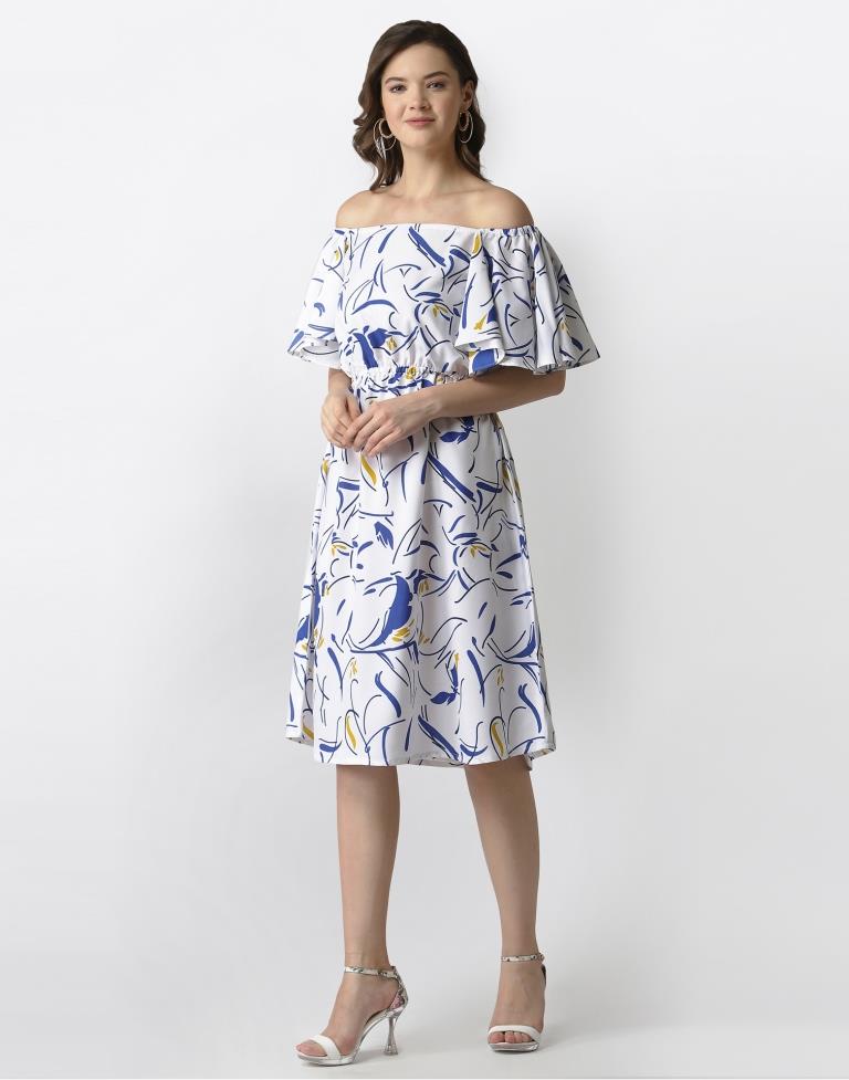 White Coloured Crepe Printed Dress | SLV192TK2935