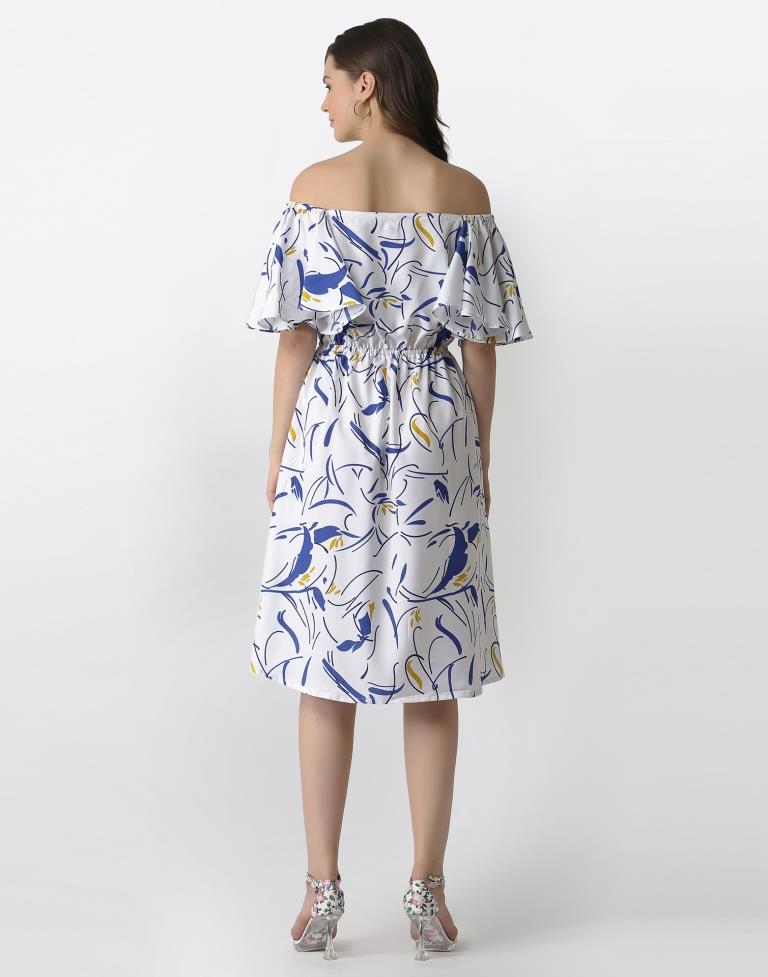 White Coloured Crepe Printed Dress | SLV192TK2935