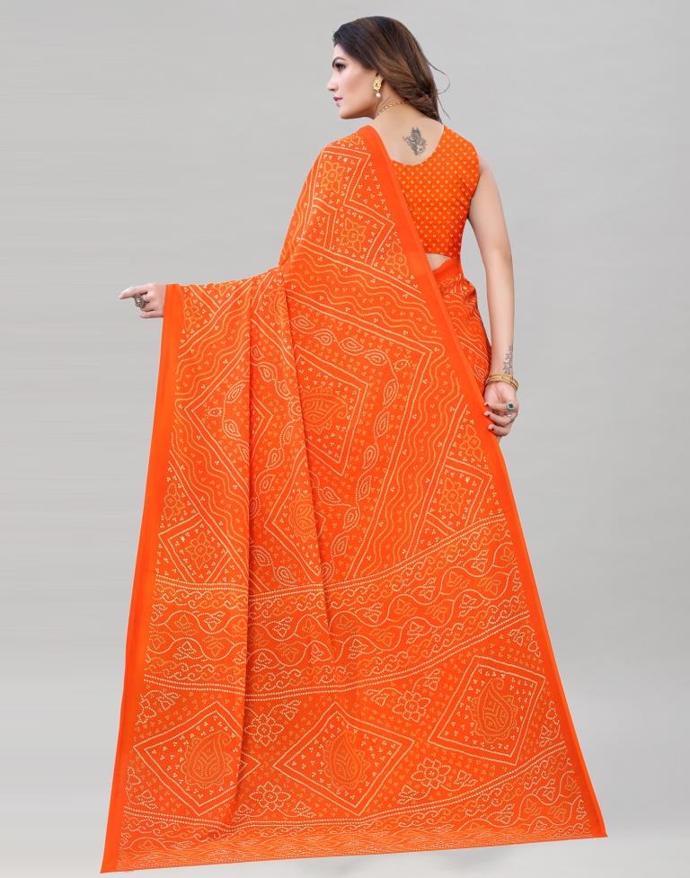 Orange Coloured Bandhani Printed Georgette Saree | SLV1940S329