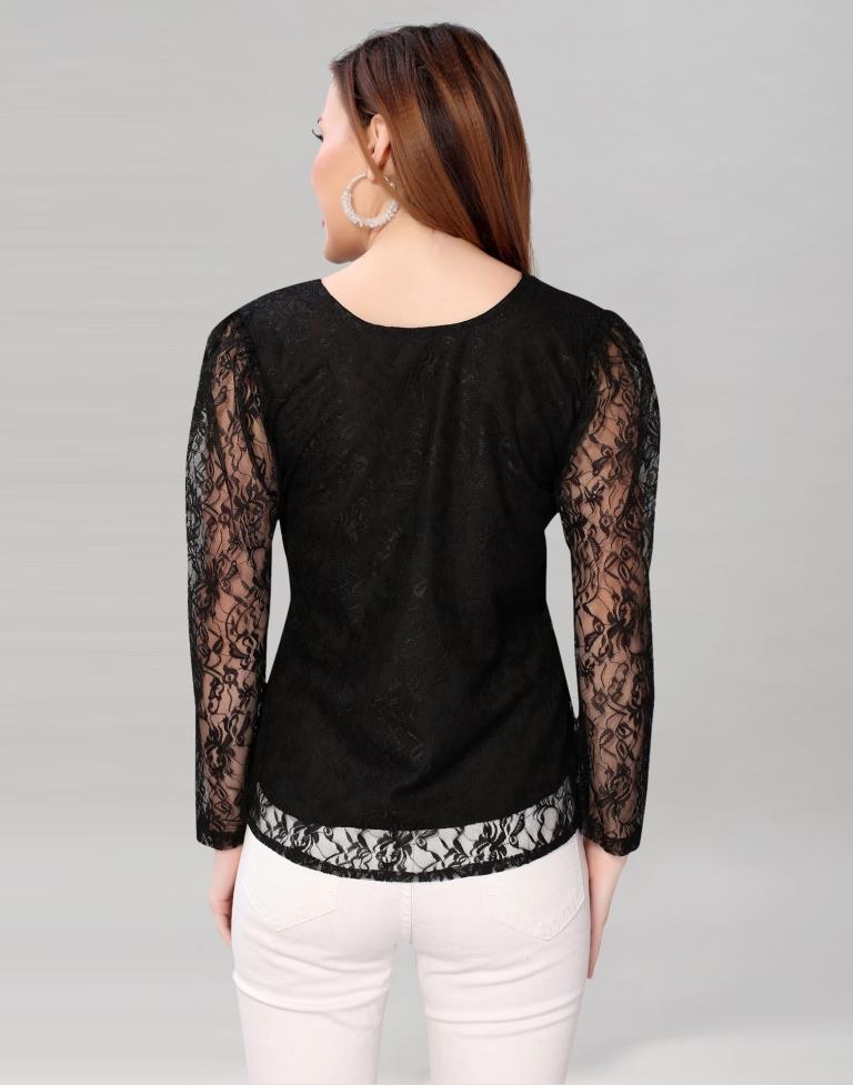 Black Russel Net Top