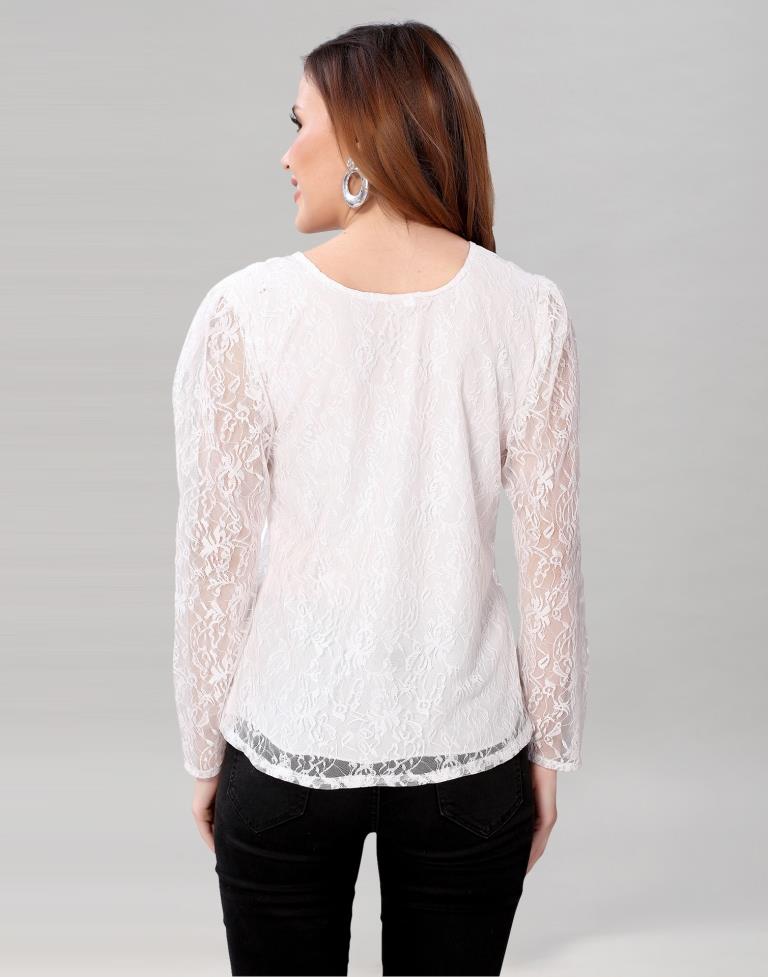 White coloured Dyed Net Top | SLV209TK3035
