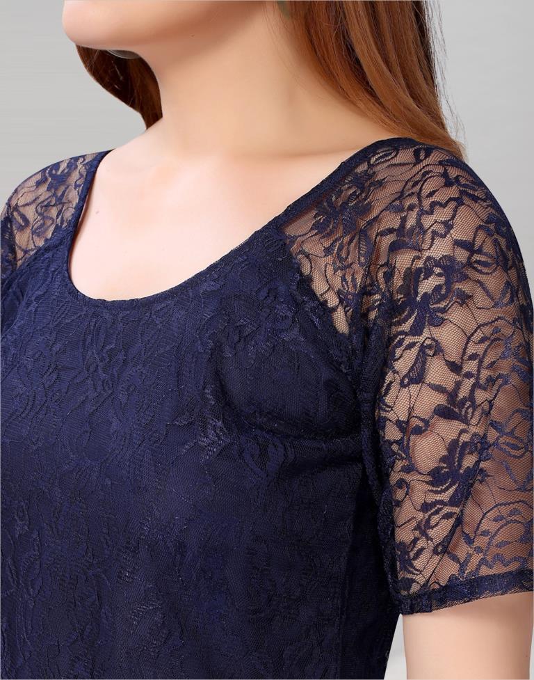 Blue coloured Dyed Net Top | SLV210TK3043