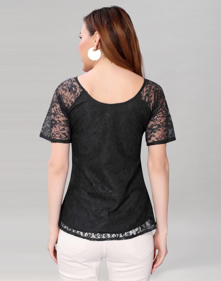 Black coloured Dyed Net Top | SLV210TK3044