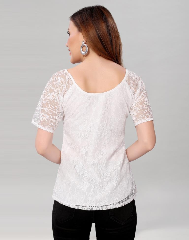 White coloured Dyed Net Top | SLV210TK3045