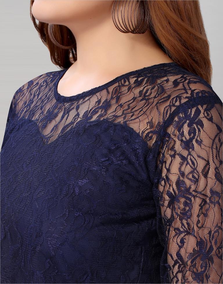 Blue Net Bell Sleeves top