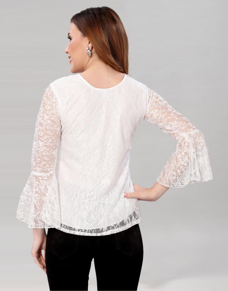 White Net Bell Sleeves top