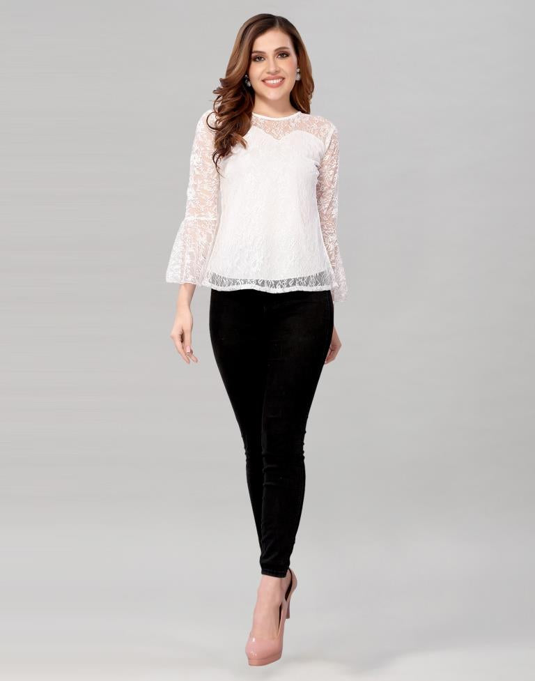 White Net Bell Sleeves top