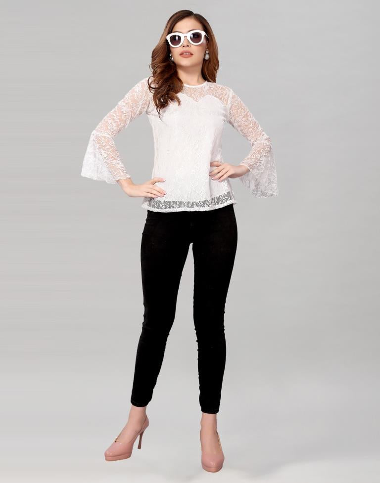 White Net Bell Sleeves top