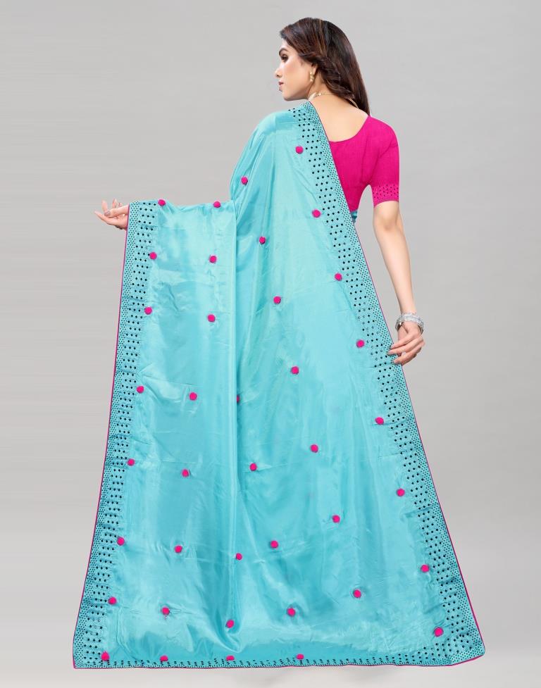 Light Blue Coloured Embellished Silk Saree | SLV2155S105