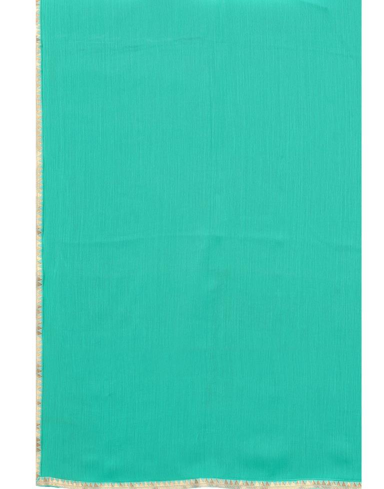 Turquoise Blue Coloured Dyed Chiffon Saree | SLV2166S156