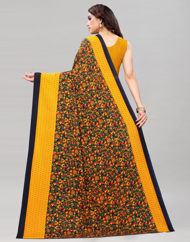 Yellow Coloured Floral Printed Georgette Saree | SLV2176S686