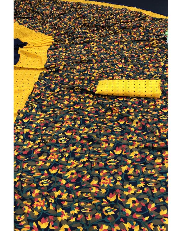 Yellow Coloured Floral Printed Georgette Saree | SLV2176S686
